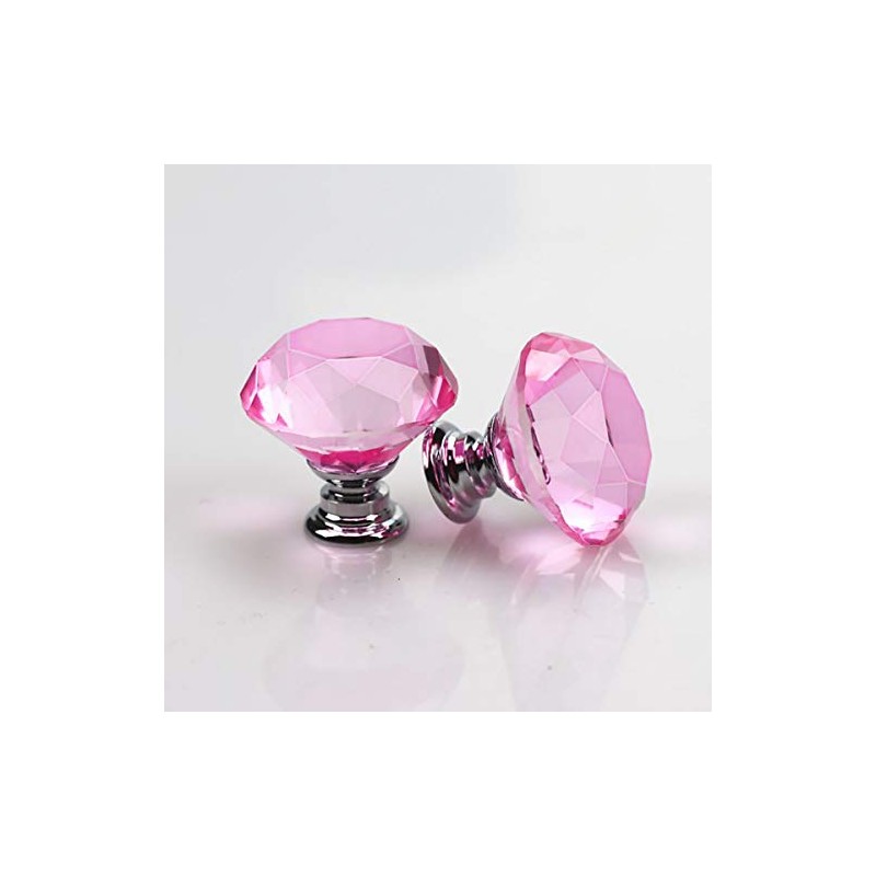 30mm Crystal Glass Door Knobs Diamond Cut Drawer Pull Handles
