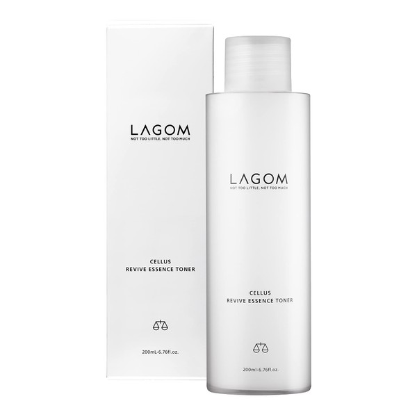 LAGOM Cellus Revive Essence Toner Natural Nurturing Replenishment with 3-Layer Hyaluronic Acid Chamomile Lavender Face Calming Soothing Herbal Nutrition Sensitive Dry Oily All Skin 200ml 6.76oz