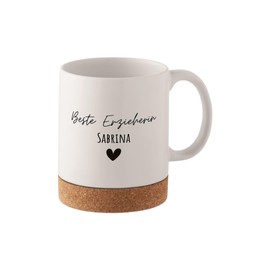 wunderwunsch Tasse Kaffeetasse mit Korkboden, Kaffeebecher als Geschenk für Mutter, Mama, Vater, Papa und fpr Erzieherin, Lehrerein, Freundin als Dank (Beste Erzieherin)