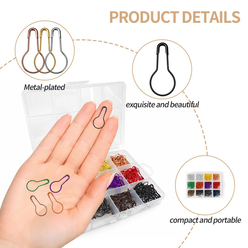 300 Pieces Safety Bulb Pins，Durable Metal Gourd Pin in 12