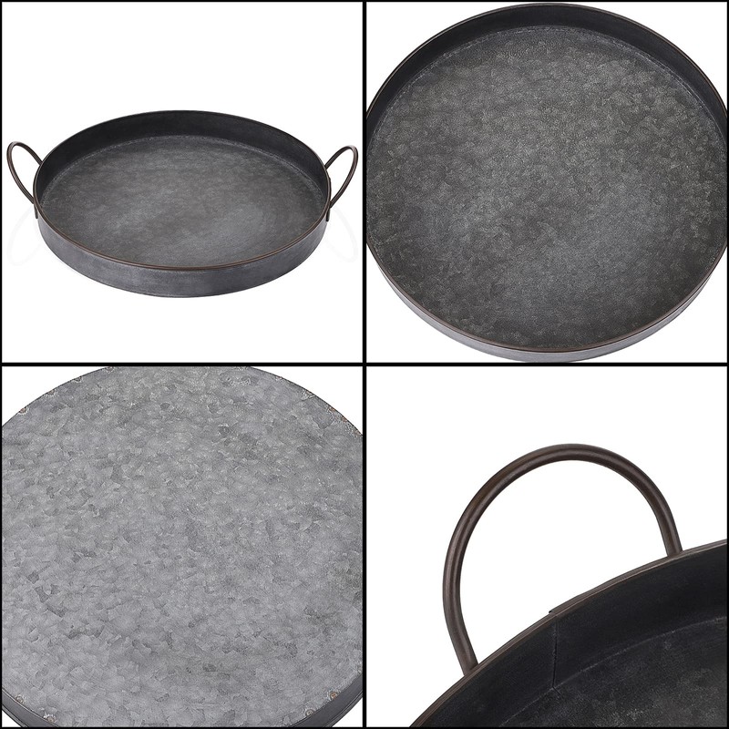 Hipiwe Set of 2 Industrial Style Metal Iron Serving Tray
