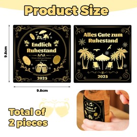 AstraGlam Retirement Bottle Labels Set 2025, 4 Pieces Different Designs, Environmentally Friendly and Waterproof, Unique Retirement Gift