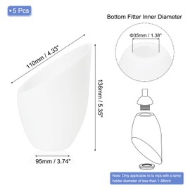 PATIKIL 1.38" Hole 5.35" High Plastic Lampshade, 5 Pcs Horseshoe Floor Lamp Light Covers Replacement Lamp Shade Cover for Floor Table Lamp Multi-Head Stand Up Lamp Light, White