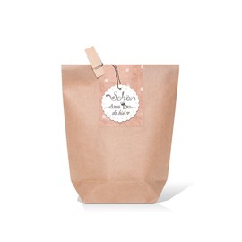 Logbuch-Verlag 10 Small Gift Bags Beautiful That You Are There Pink Brown Grey Vintage Party Bag Packaging Heart for Filling 14 x 22 x 5.6 cm