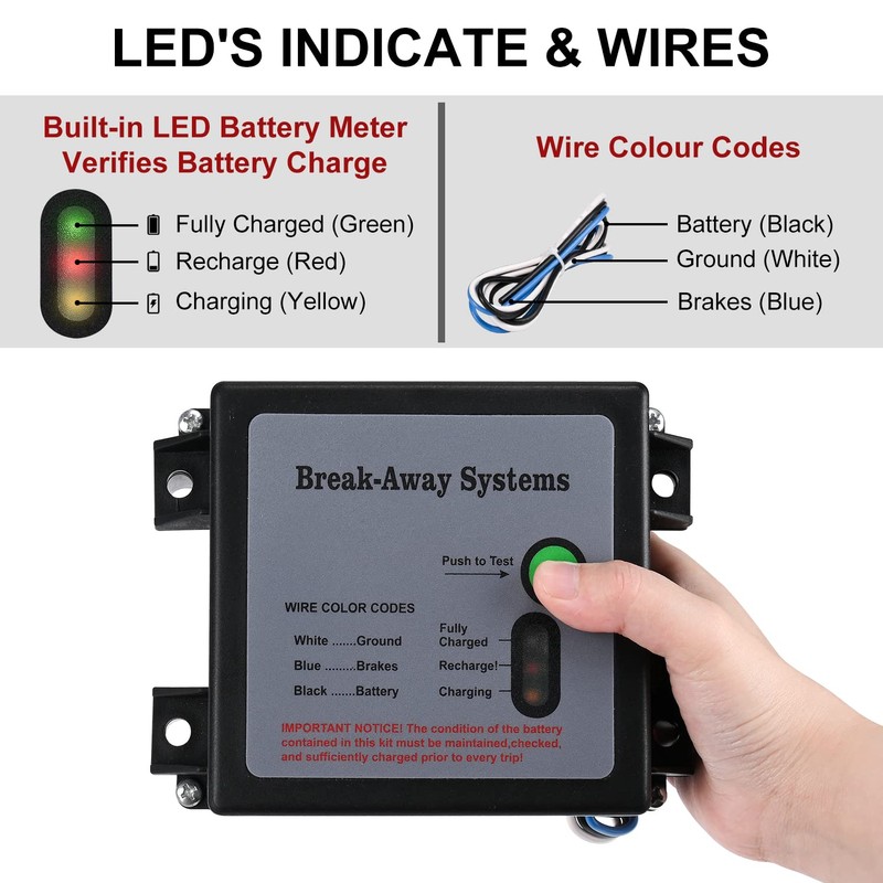 OAMCE 12V Trailer Breakaway Kit with LED Test Light -