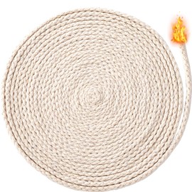 Pndeyo 65.6 Ft 1/4''(6mm) Oil Lamp Wicks, Round Cotton Lamp Wicks Burner, Braided Candle Replacement Wicks for Alcohol Kerosene Lamp Torches Lantern- Beige