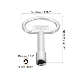 PATIKIL 13 x 9 mm Triangle Socket Wrench 2 Pack Electric Cabinet Gas Water Meter Key for Elevator Emergency Elevator Door Triangle Panel Lock Silver