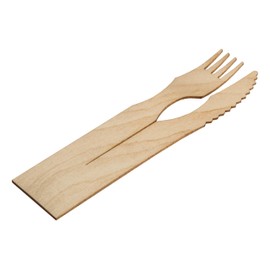 Clickeat Duo Wooden Cutlery Set - 10 Units - 100% Compostable, Easy to Store, Stackable- Cutlery Set for Sustainable Dining Solutions