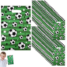 50 Pcs Football Gift Bags, Football Party Bags Fillers Party Bag for Kids Party Soccer Themed for Kids Party Durable Parties Decorations Bag for Birthday Favors and Team Events Green