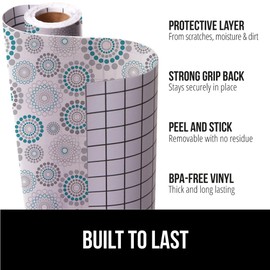 GORILLA GRIP Peel and Stick Paper, Removable Cover for Books, Shelves, Countertops, Drawers, Cabinets and Crafts, Easy Install Kitchen Decor, Shelf, Drawer, Cabinet Liners, 17.5 in x 20 FT Spiral Turq