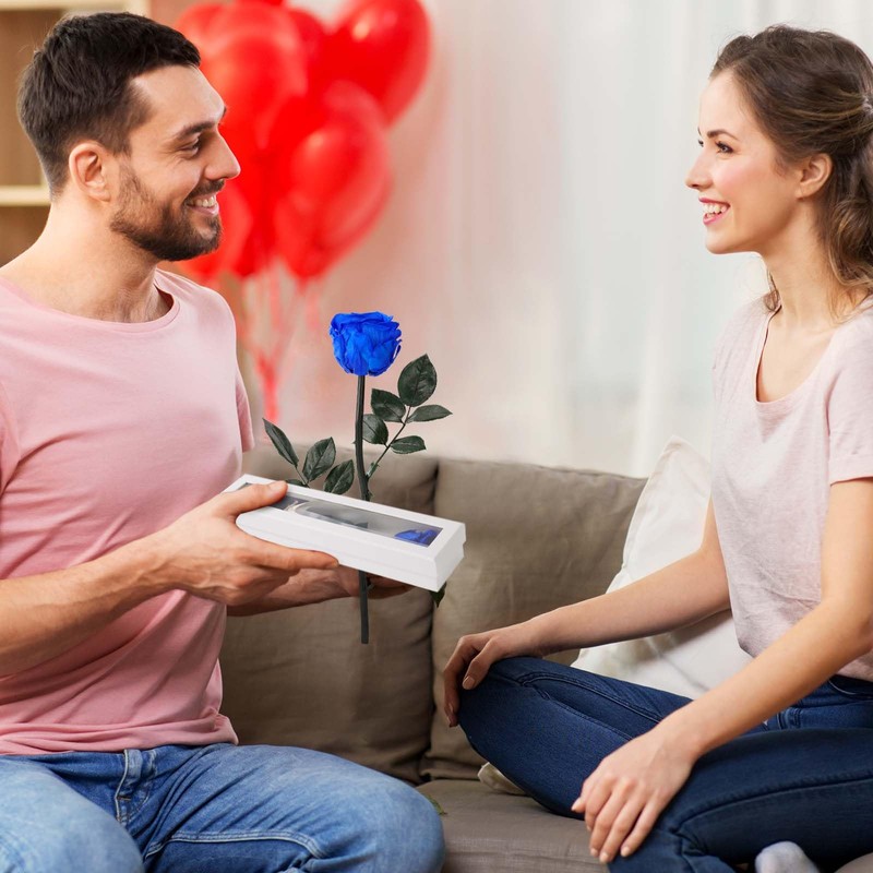 OSIAX Single Preserved Rose with Necklace (Royal Blue)