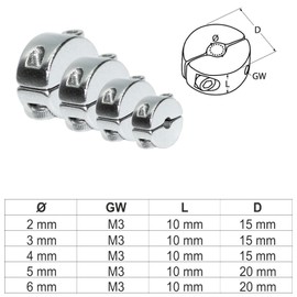 Stop Clamp (Separable) Made of Stainless Steel V4A - Rope Clamp Wire Rope Clamp Wire Rope Clamp (2 mm, Pack of 10)