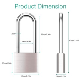 Padlocks with Keys, 7mm Long Shackle Padlocks Outdoor Heavy Duty Waterproof, Anti-Rust Outdoor Padlock Weatherproof Lock for Garden, Gym Locker, Gate, Garage, Shed(87mm Length)