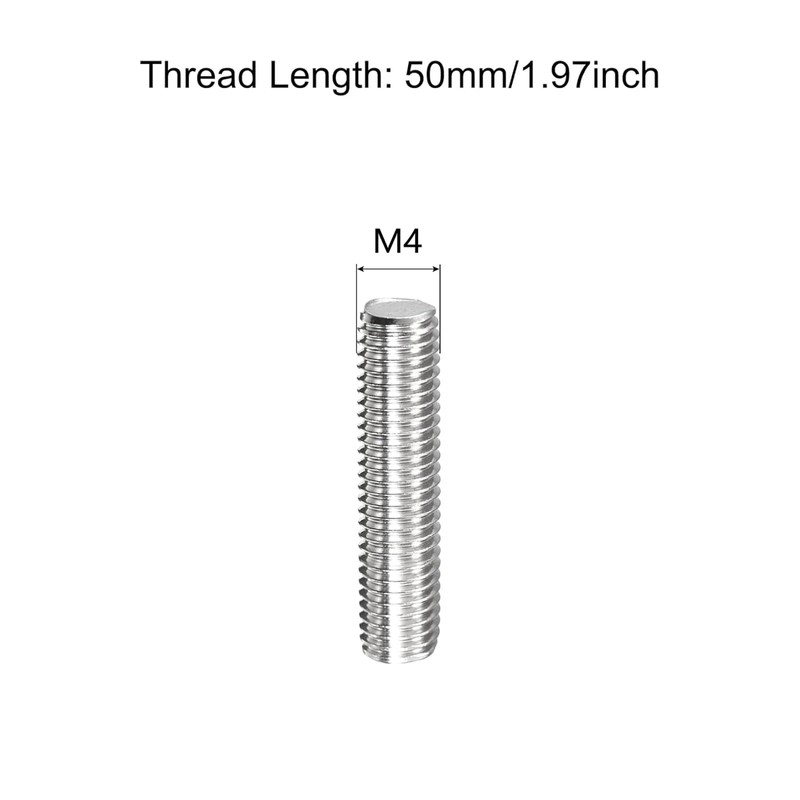 TOP-VIGOR 20Pcs M4 x 50mm Fully Threaded Rod, 304 Stainless