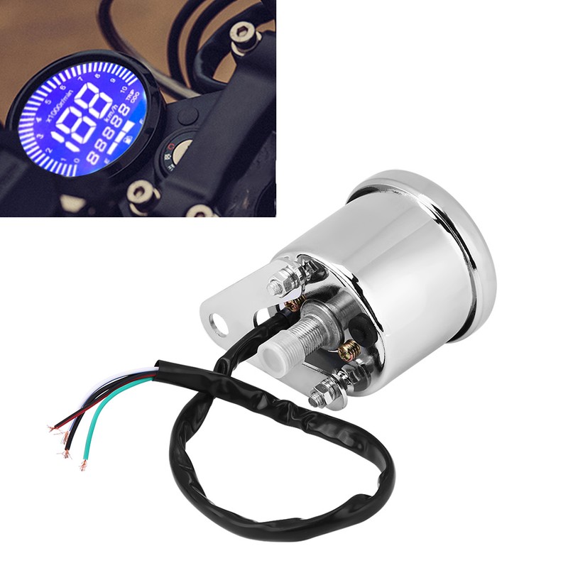 Universal Motorcycle Digital LED LCD Speedometer Tachometer Speed Gauge Retro