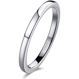 Lisandra Scott Women's Men's Polished Front Ring Stacking Ring Made of Tungsten Titanium | Highly Polished & Tarnish-Resistant Stacking Rings Simple with Comfortable Fit Wedding Ring, Precious metal