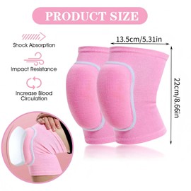 HUSHRICH Knee Pads for Kids Age 6-12 Years, Volleyball Knee Pads Thick Sponge Youth Boys Girls Anit-Slip Sport Knee Support Kneepads Brace for Volleyball Dance Yoga Running Climbing (Pink)