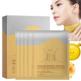 5pcs Neck Collagen Mask with Golden,Anti-Wrinkle Ne/ck Mask,Anti Aging Nec/k Ma/sk,Neck Wrinkle Patch,Hydrating Nec/k M/ask for Skincare,Ne/ck Moisturiser for Women,Face Tape for Wrinkles,Firming