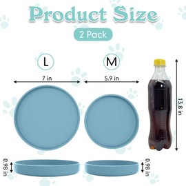 Apatal Silicone Cat Food Bowl Shallow Dishes 5.9in Wide Cats Bowls Set of 2 Kitty Plates Relief Whisker Fatigue Puppy Feeding Bowl for Dry Food and Wet Food Indoor (Round Blue)