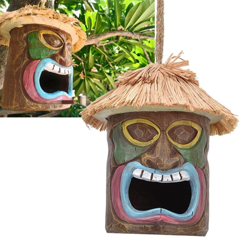 Hand Made Birdhouse Covered Resin Bird Feeder for Home Garden