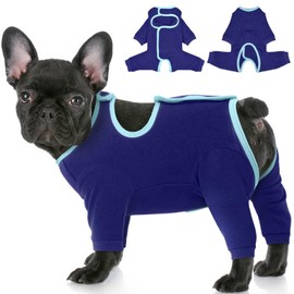 IECOii Dog Surgery Recovery Suit Long Sleeve,Easy-On Dog Recovery Suit,Post Surgery DogOnesie,DogBody Suit After Surgery to Stop Licking,Dogs Surgical Vest,Dogs Cone Collar Alternatives,Blue,S