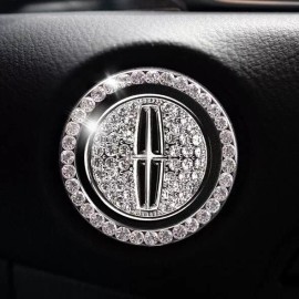 Lincoln Start Button Bling Car Décor Crystal Rhinestone Car Bling Ring Emblem