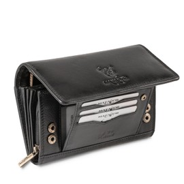 MATADOR Prag Women's Large Leather Wallet with Elegant Gift Packaging Luxury RFID Purse Women's Large Purse Many Compartments Elegant Women's Leather Wallet Large Large, Black Nappa, Classic