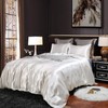Fashion White Duvet Cover Set Double Size Silk Like Satin
