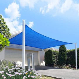 HOMA 5' x 12' Blue Rectangle Sun Shade Sail Canopy, 95% UV Blockage Awning Shelter Fabric Cloth Screen for Patio Outdoor Backyard - Heavy Duty Commercial Grade (Custom Size - Made in USA)