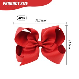 Pack of 4 Red Bow Hair Clips Children's Hair Clips Children's Hair Accessories Cute Girls Hair Clips Bow Decoration