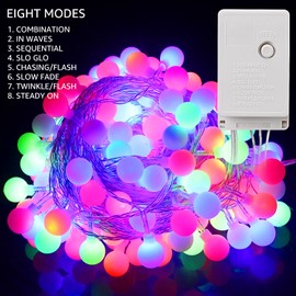 TORCHSTAR 33ft 100 LEDs Globe Fairy Lights Plug-in, 8 Modes Color Changing String Light, Christmas Decoration, Wall Patio Party Home Wedding Decor Indoor Outdoor, Multi-Colored