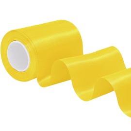 Yamkim Wide Yellow Satin Ribbon 4 Inch X 25 Yards Solid Fabric Ribbon for Cutting Ceremony Kit Grand Opening Wedding Birthday Party Decoration Bows Chair Sash