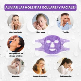 2PCS Máscaras de Hielo para Ojos y Cara, Mascarilla de Facial y Ojo, Reutilizable, Compresa Fria y Caliente, para Reducir Bolsas Bajo los Ojos, Ojeras, Cuidado de la Piel, Compresa Fria y Caliente (Morado-B)