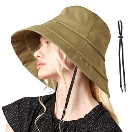 HAT MIKKE Women's Hat, Foldable, UV Protection, 100% Light Blocking, Cool to Touch, Includes Chin Strap, Khaki