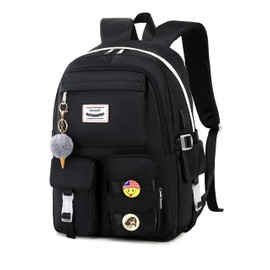 Jaygulf Waterproof Women Laptop Backpack Set Casual Girls Daypack Set Black