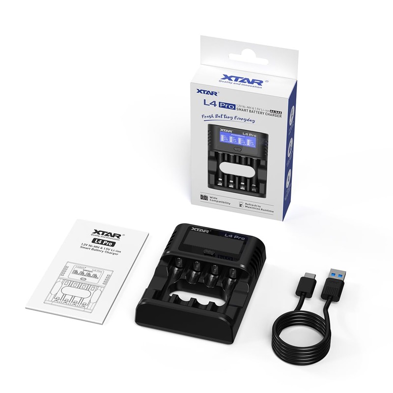 XTAR L4 Pro Battery Charger for AA AAA, LCD Display,