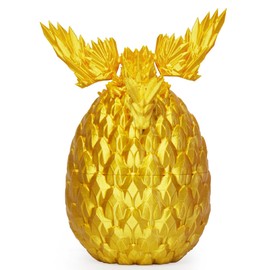 BLFMT 3D Printed Dragon Egg,Easter Dragon Eggs with Dragon Inside,Flying Articulated Dragon Crystal Fidget Toy,Home Desk Decor Easter Surprise Toys for Adults and Kids(Gold)