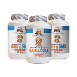 Dog Healthy Skin - Dog Hair and Coat Health - Skin Itch Relief - Nail Health - Dog Joint and Vitamin - 3 Bottles (180 Tablets)