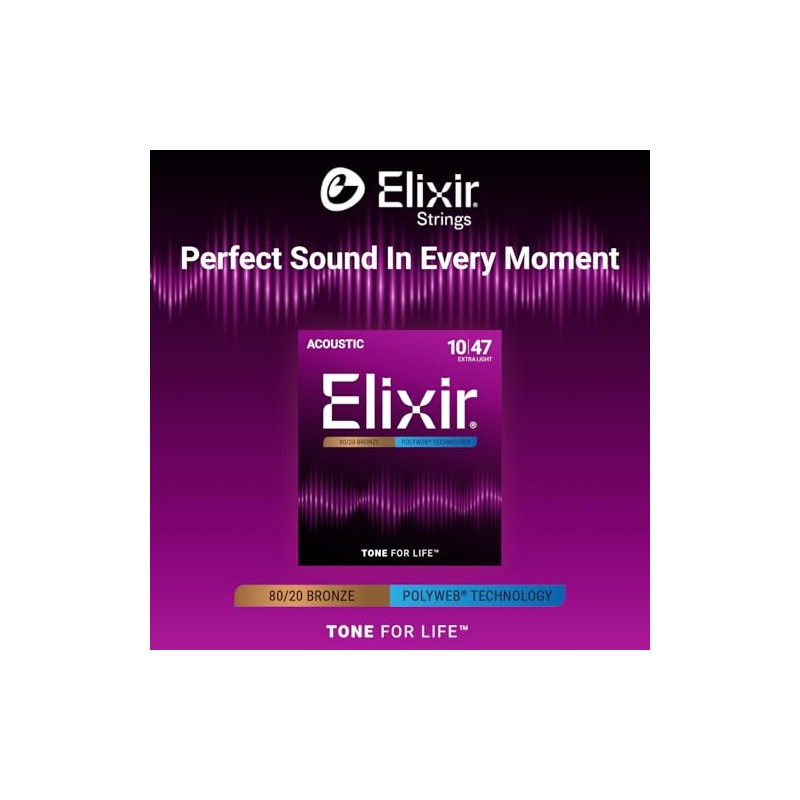 Elixir, cuerdas de bronce para guitarra acústica 80/20 con recubrimiento