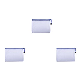 Skweawert 3 Pcs 3.74" x 5.31" B8 Sizes Mesh Zipper Pouch Bags, Mesh Bags with Zipper，Waterproof Clear document pouch for Organization Puzzles Travel, Office, Classroom Organization, B8 White