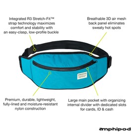 Amphipod R3 Venture Out Convertible Running Waist Pack and Crossbody Bag - Lake Lucerne/Slate - OSFM