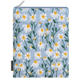 Dadanism Embroidered Daisy Padded Sleeve for All-New Kindle Paperwhite, 7" Kindle Colorsoft Signature Edition, Protective Sleeve Case for 6" Kindle/Kindle Oasis/Kobo E-Reader,Blue & White Daisy