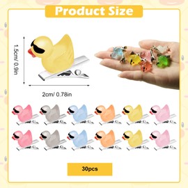 30Pcs Luminous Sunglasses Little Yellow Duck Hairpin, Festival Accessories Supplies Decor for Women, Mini Duck Hair Clips for Women Decorations for Holiday Parties