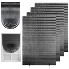 KBIBCK Temporary Blackout Blinds,4 Pack Stick on Curtains,150 x 60cm No Drill Blinds,Thermal Privacy Protection with Clips for Home Bedroom Bathroom Windows Nursery, Loft, Travel RV Car(Gray)