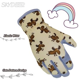 SKYDEER Kids Deerskin Suede Leather Gardening Gloves, Soft, Durable, Breathable and Machine Wash (SD6622/L)