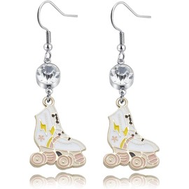 DINLUNED Roller Skate with Birthstone Earrings Athletic Earrings Necklace Roller Skate Charm Jewelry Roller Derby Team Gifts Roller Lovers Gifts (Roller ES)
