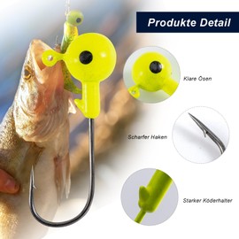 Goture Pack of 50 Jig Hooks, Fishing Hooks, 7 g, Round Jig Heads with 3D Eyes, Painted High Carbon Steel Jig Heads, Bass Bait, Jig Head Hooks, Saltwater, Freshwater Jig Head Set for Crappie, Bass,