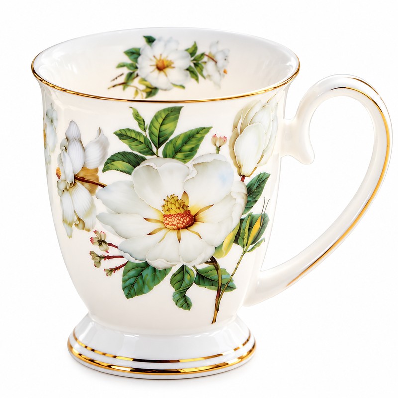 Floral Bone China Coffee Mug for Tea & Coffee –