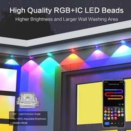 Smart Permanent Outdoor Lights for House, IP67 Waterproof, 54 Scene, 100ft with 60 RGB+IC Permanent Christmas Lights, for Halloween Christmas Work All Holiday Decor, Work with Google Assistant, Alexa