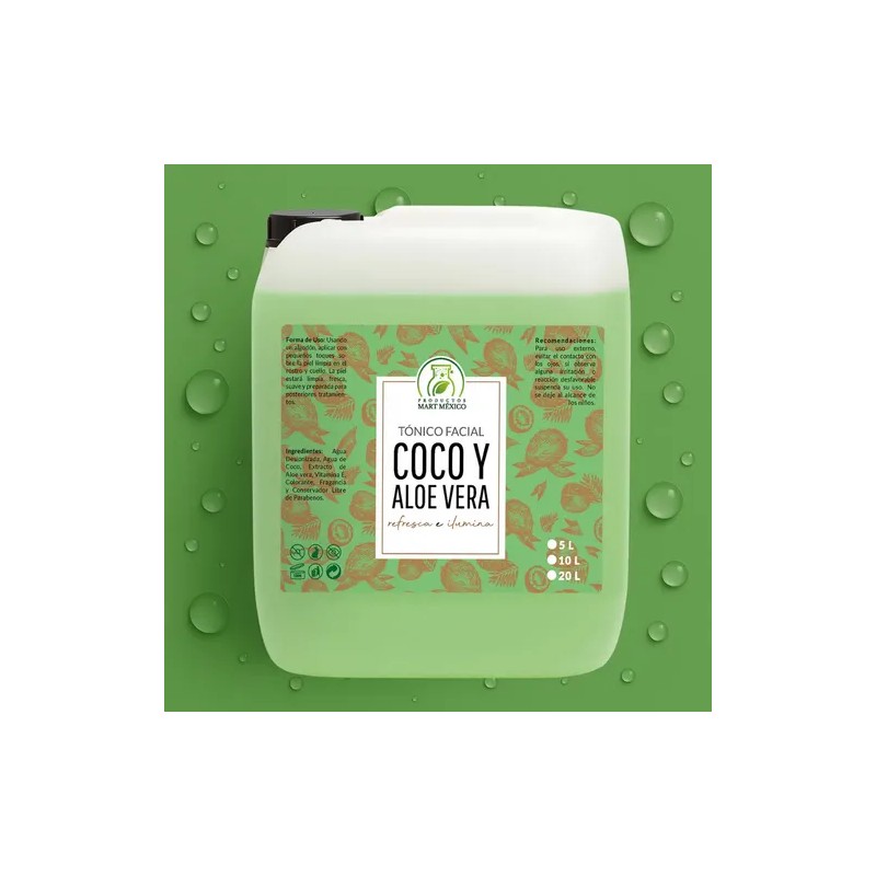 Tónico Facial Coco Aloe Vera 5L Productos Mart Mexico Hidratante